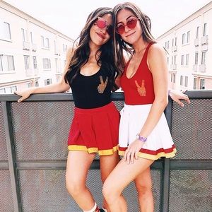 RED and GOLD trim cheerleader skirt